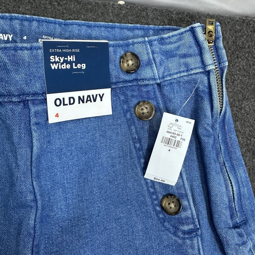 Old Navy Sky-Hi Wide Leg Jeans Extra High Rise Size 4 NWT - Picture 2 of 7